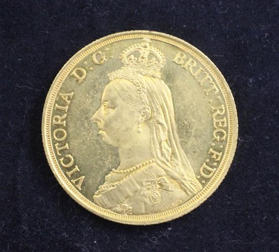 A Victoria Jubilee gold two pounds, 1887,